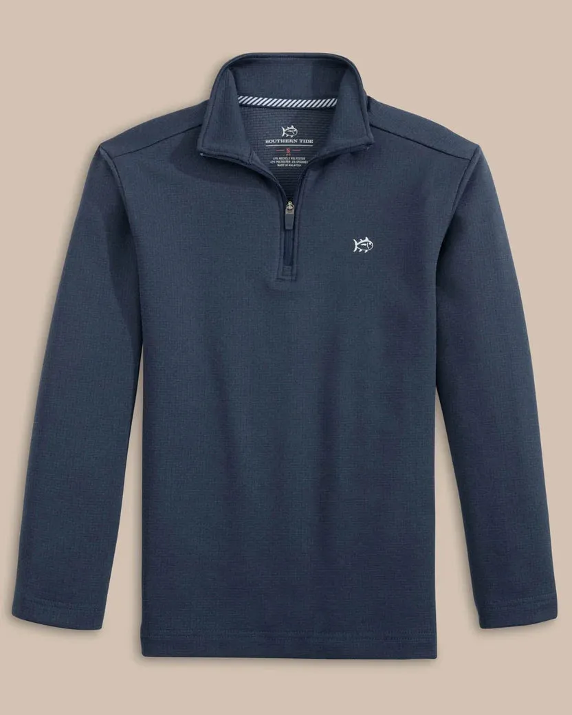 Southern Tide Boys Schooner Quarter Zip - Dress Blue