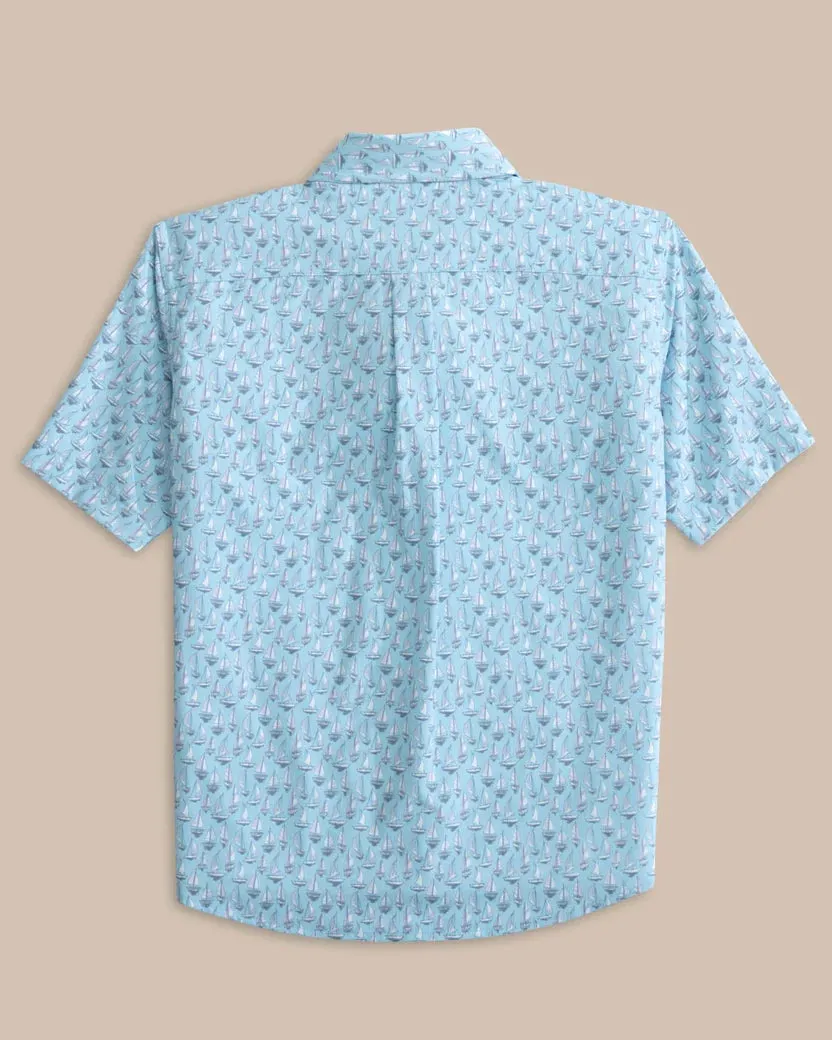 Southern Tide Kids Intercoastal Forget A-Boat It Short Sleeve Sport Shirt - Clearwater Blue