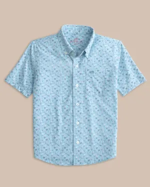 Southern Tide Kids Intercoastal Forget A-Boat It Short Sleeve Sport Shirt - Clearwater Blue
