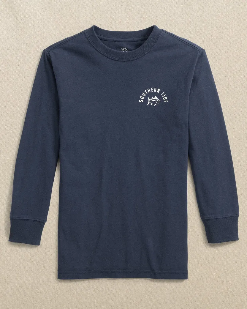 Southern Tide Kids Jeepmas Long Sleeve T-Shirt - Dress Blue