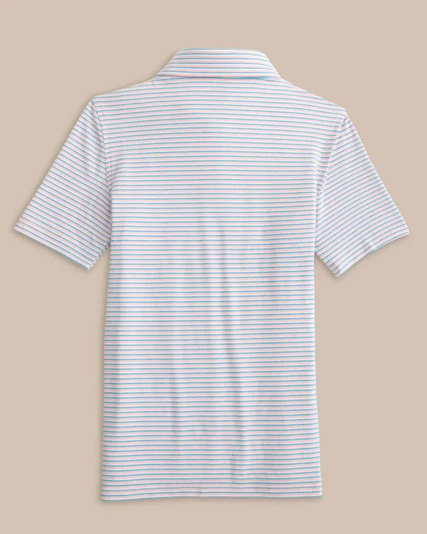 Southern Tide Kids Ryder Heather Halls Stripe Performance Polo - Heather Pale Rosette Pink