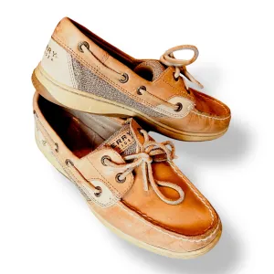 Sperry Top Sider Women's Size 6.5 Tan Leather Casual Slip On Boat Shoes