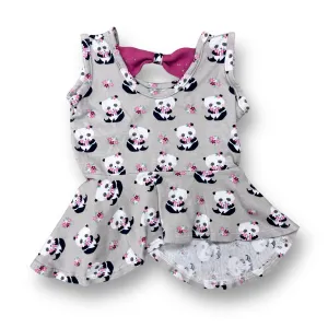 Spotted Zebra Girls Size 3T Gray Panda Print Sleeveless Blouse with Bow