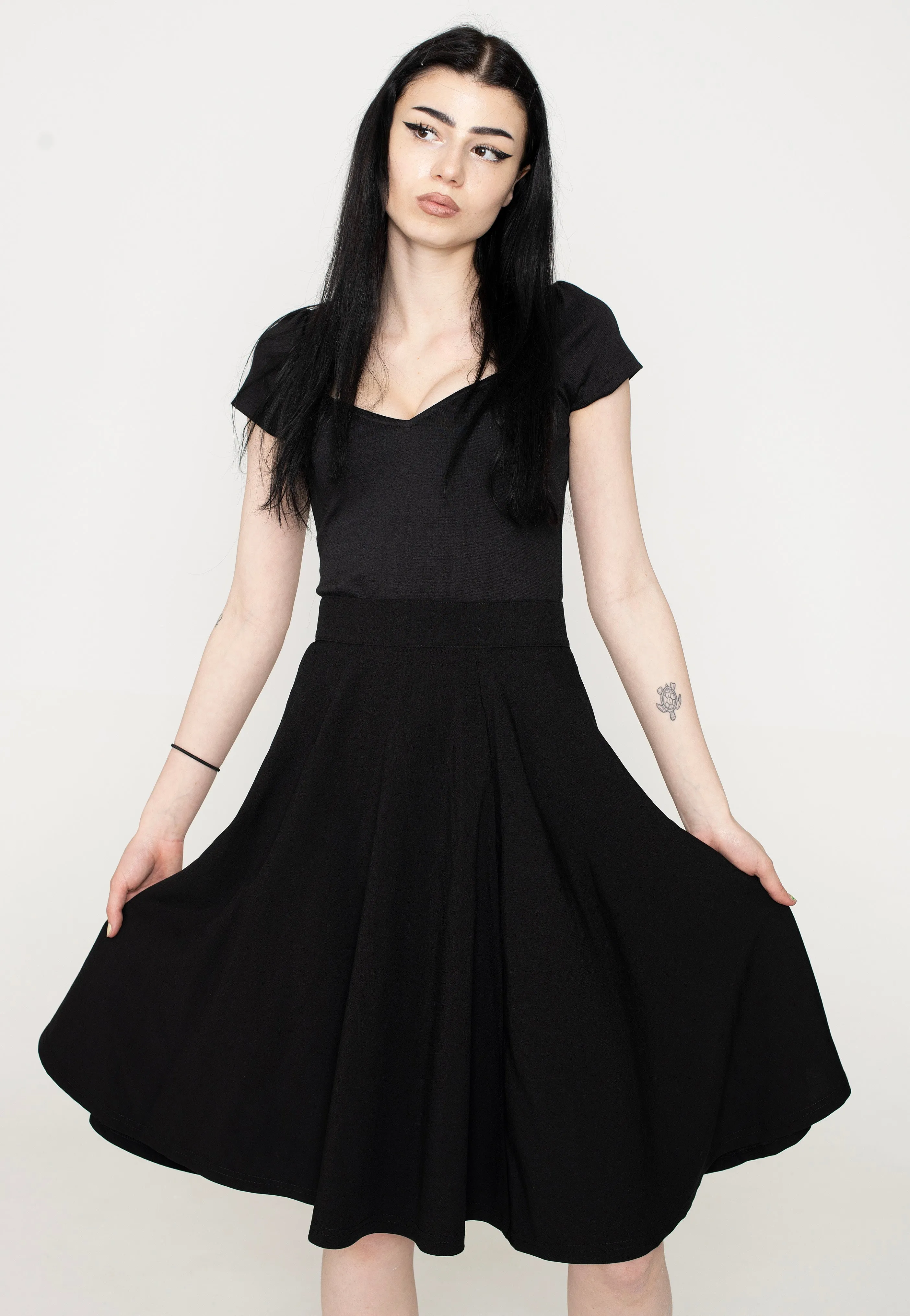 Steady Clothing - High Waist Thrills Black - Swing Skirt