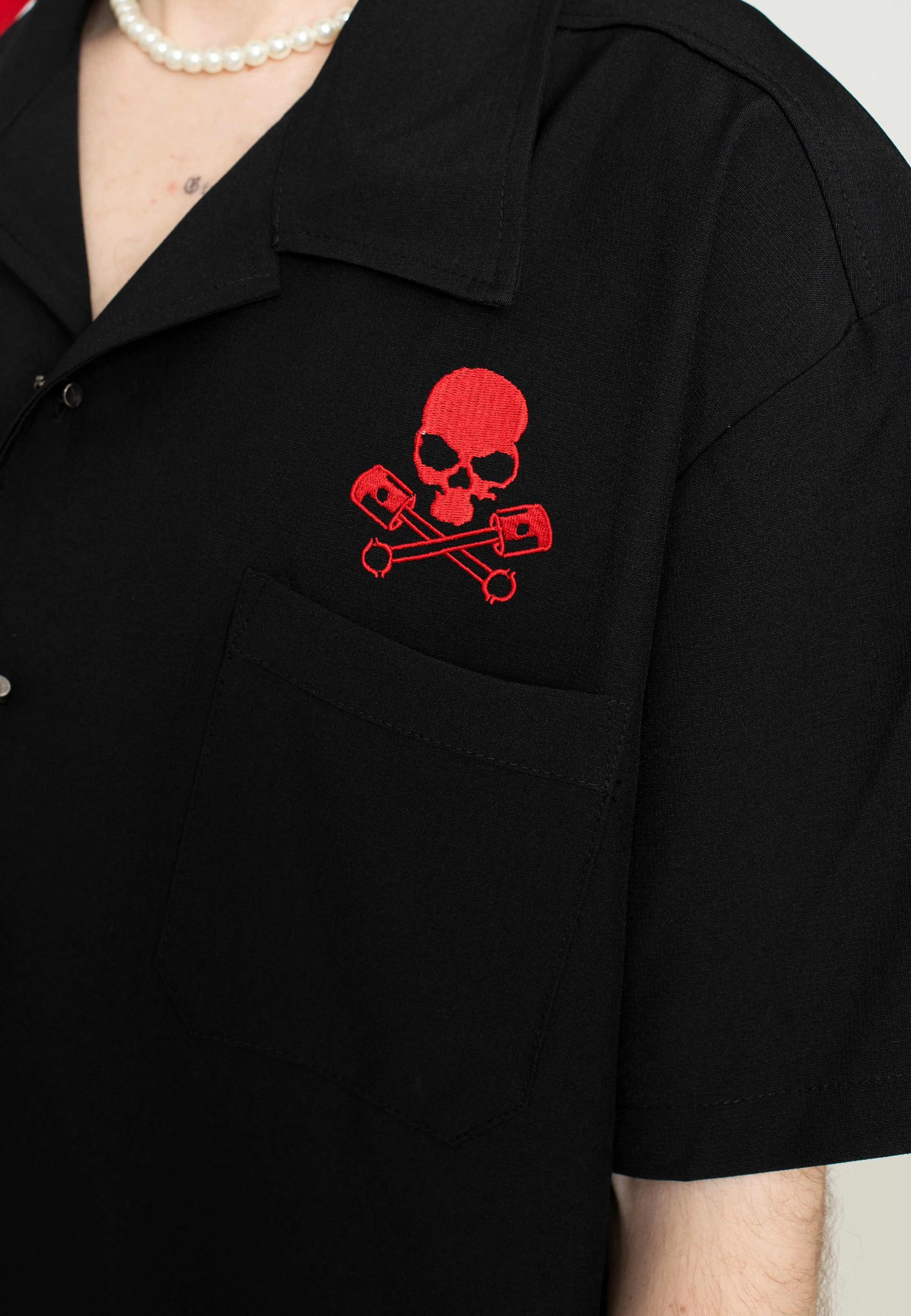 Steady Clothing - Skull Piston Racer Black - Shirt