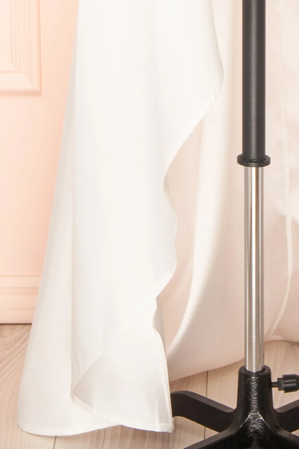 Stefany | White High-Low Dress w/ Pearls