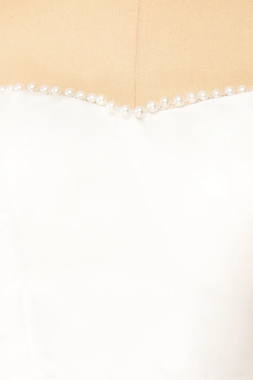Stefany | White High-Low Dress w/ Pearls