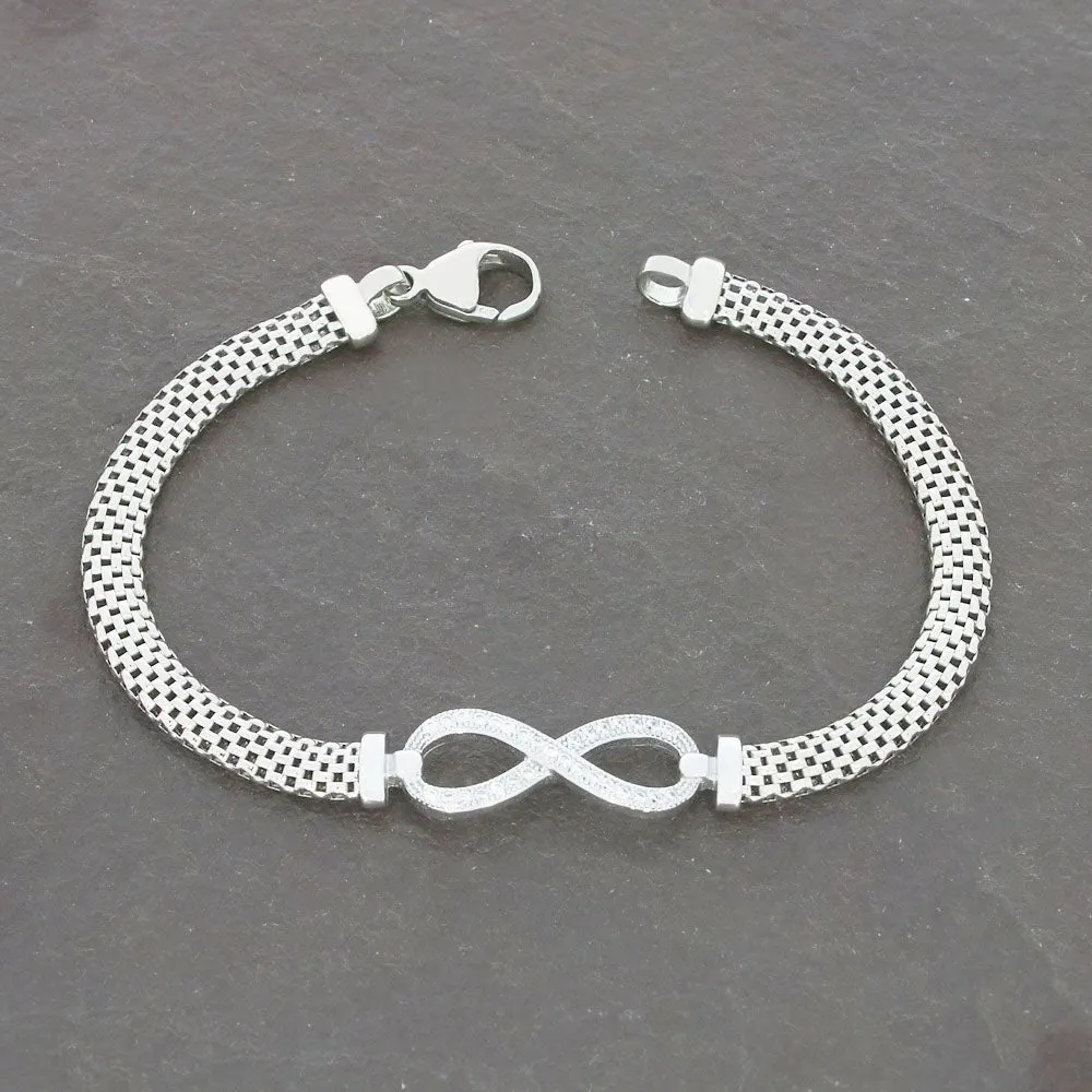 Sterling Silver Mesh Chain Infinity Bracelet