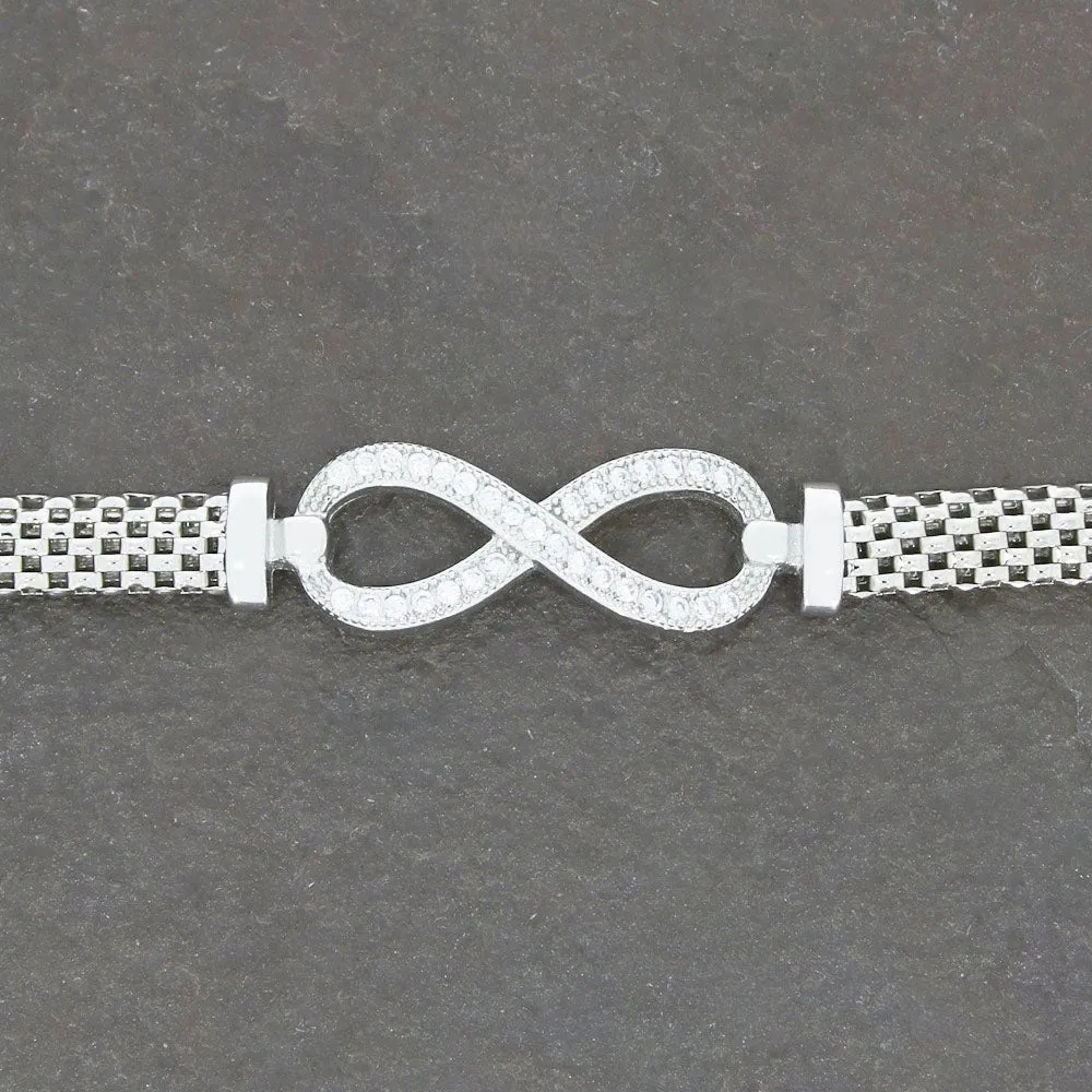 Sterling Silver Mesh Chain Infinity Bracelet