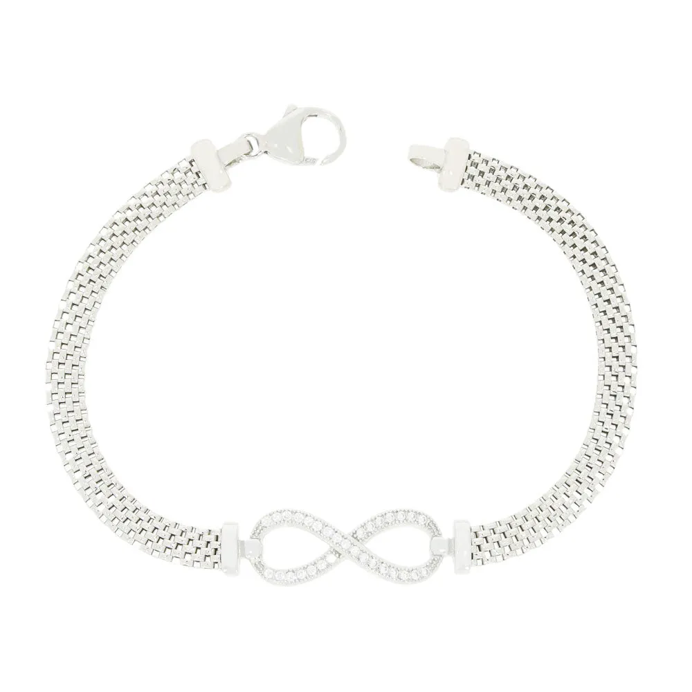 Sterling Silver Mesh Chain Infinity Bracelet