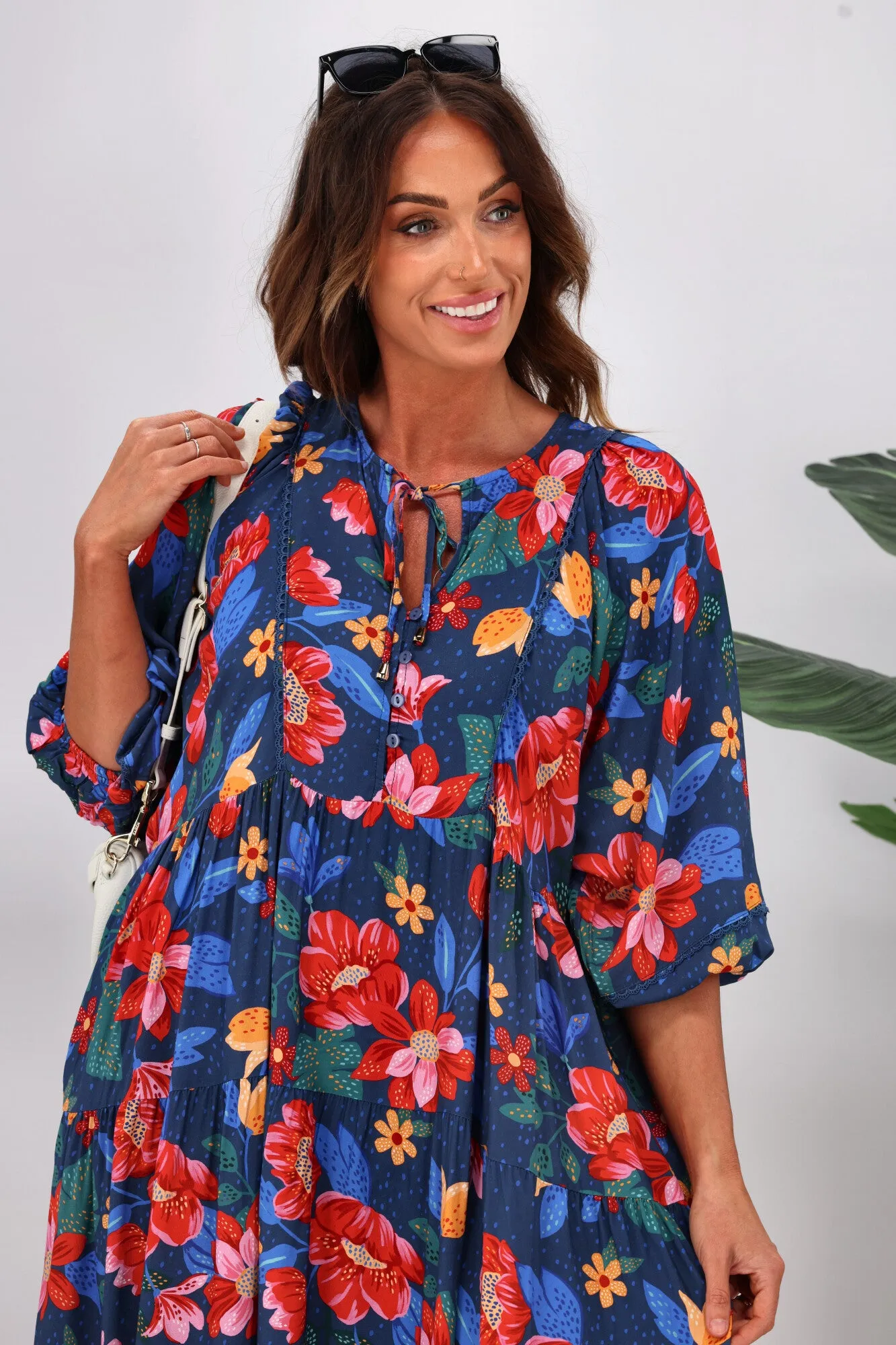 Sunday Boho Ashley Dress Navy Floral