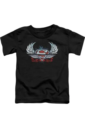 Superman Chrome Wings Shield Short Sleeve Toddler Tee / T-Shirt