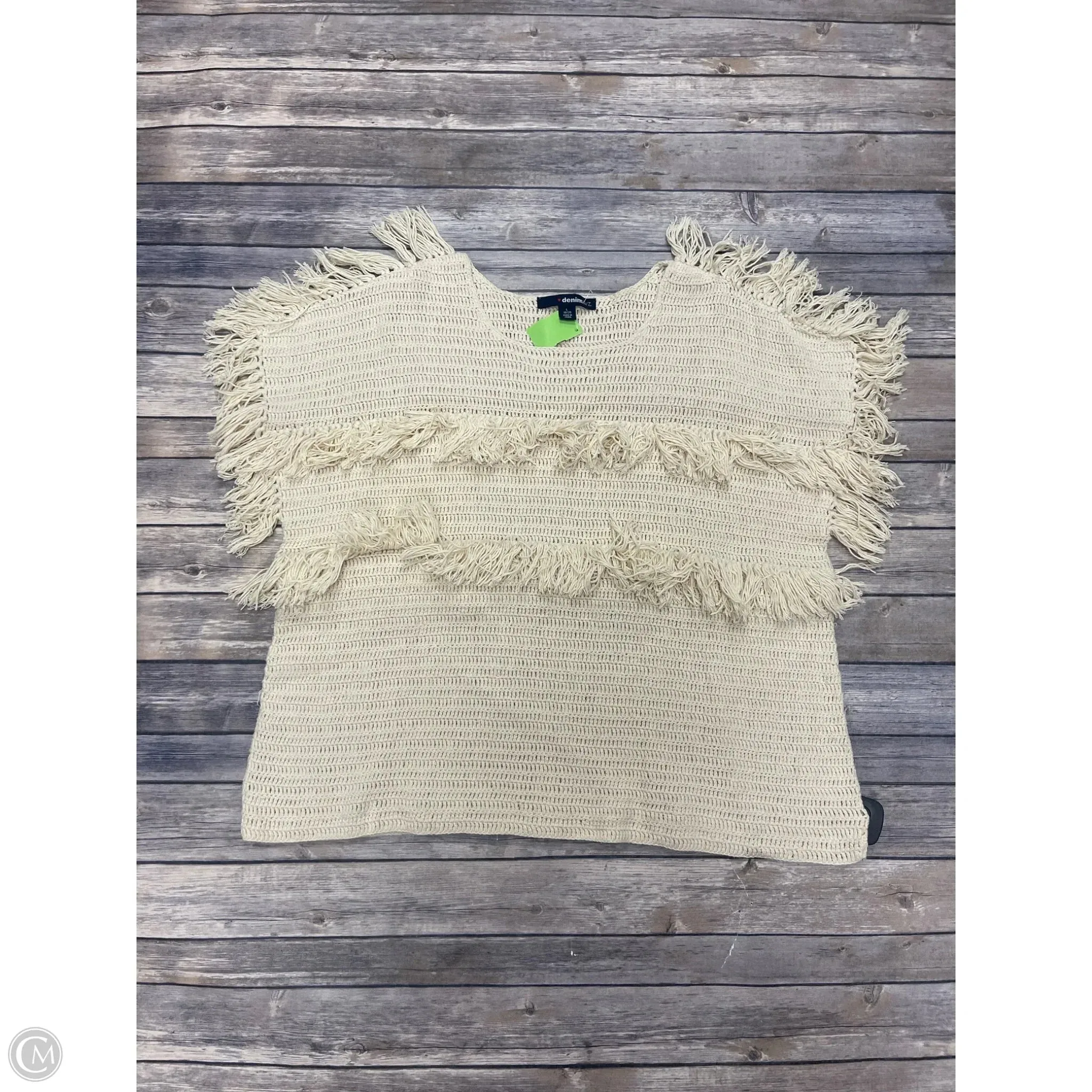 Sweater By Denim 24/7 In Ivory, Size: L