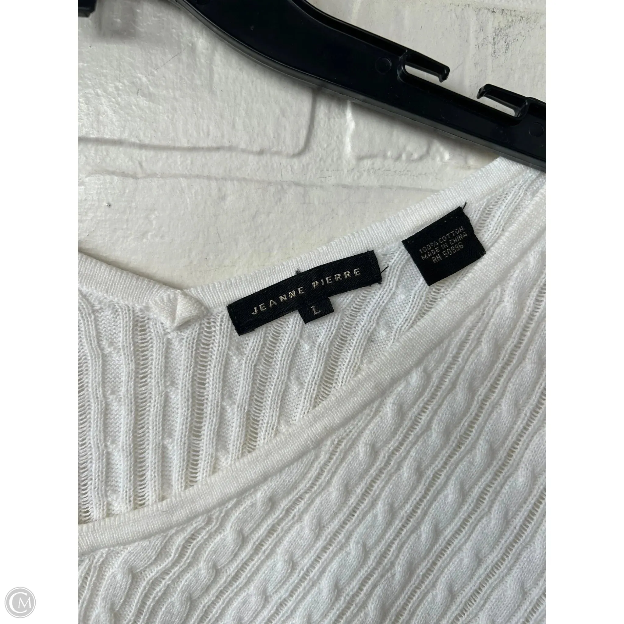 Sweater By Jeanne Pierre In Cream, Size: L