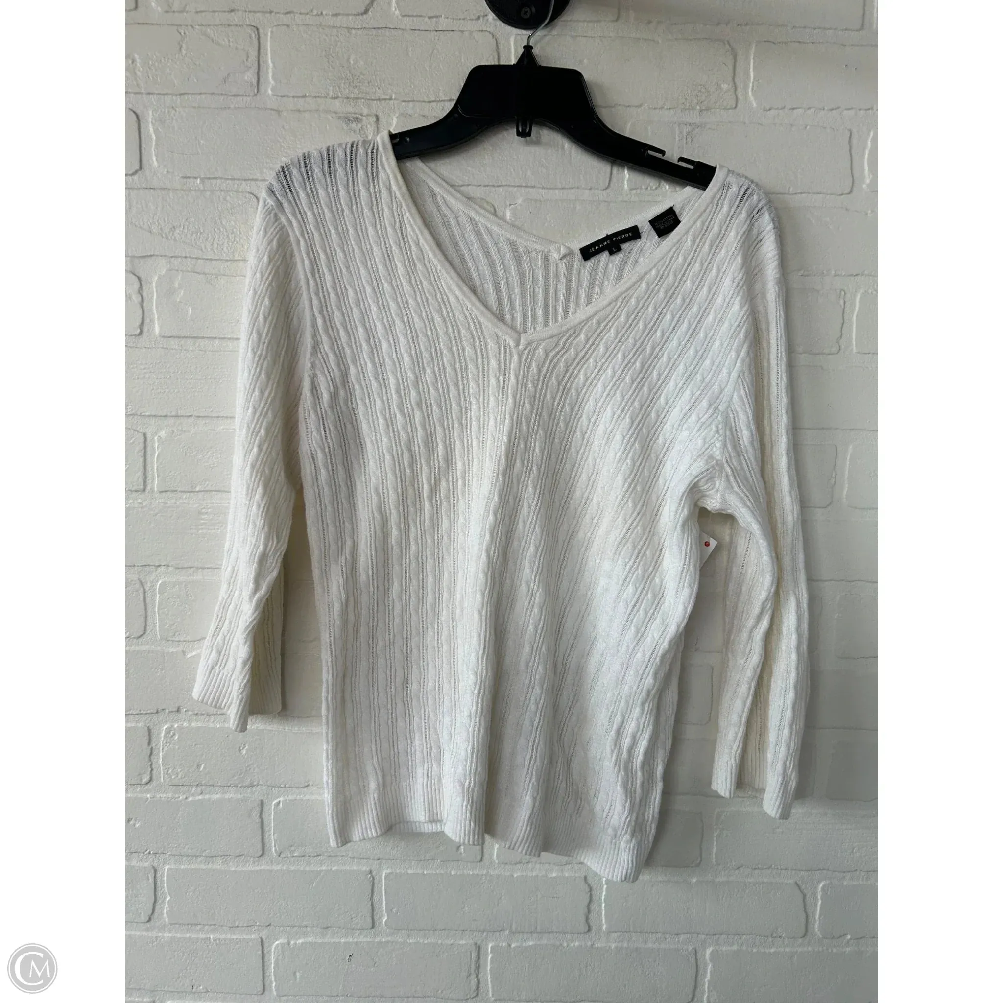 Sweater By Jeanne Pierre In Cream, Size: L