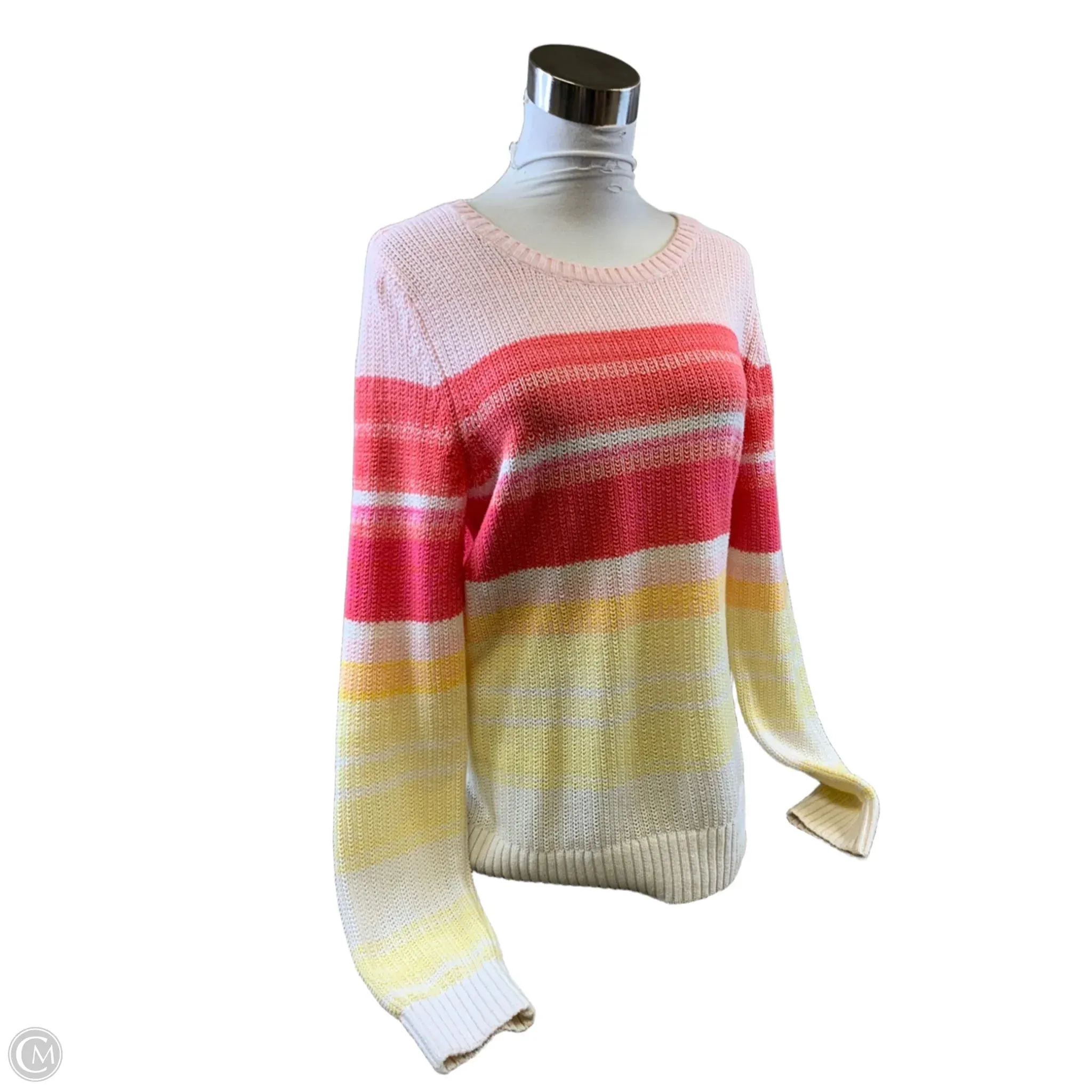 Sweater By Loft In Orange & Yellow, Size: L