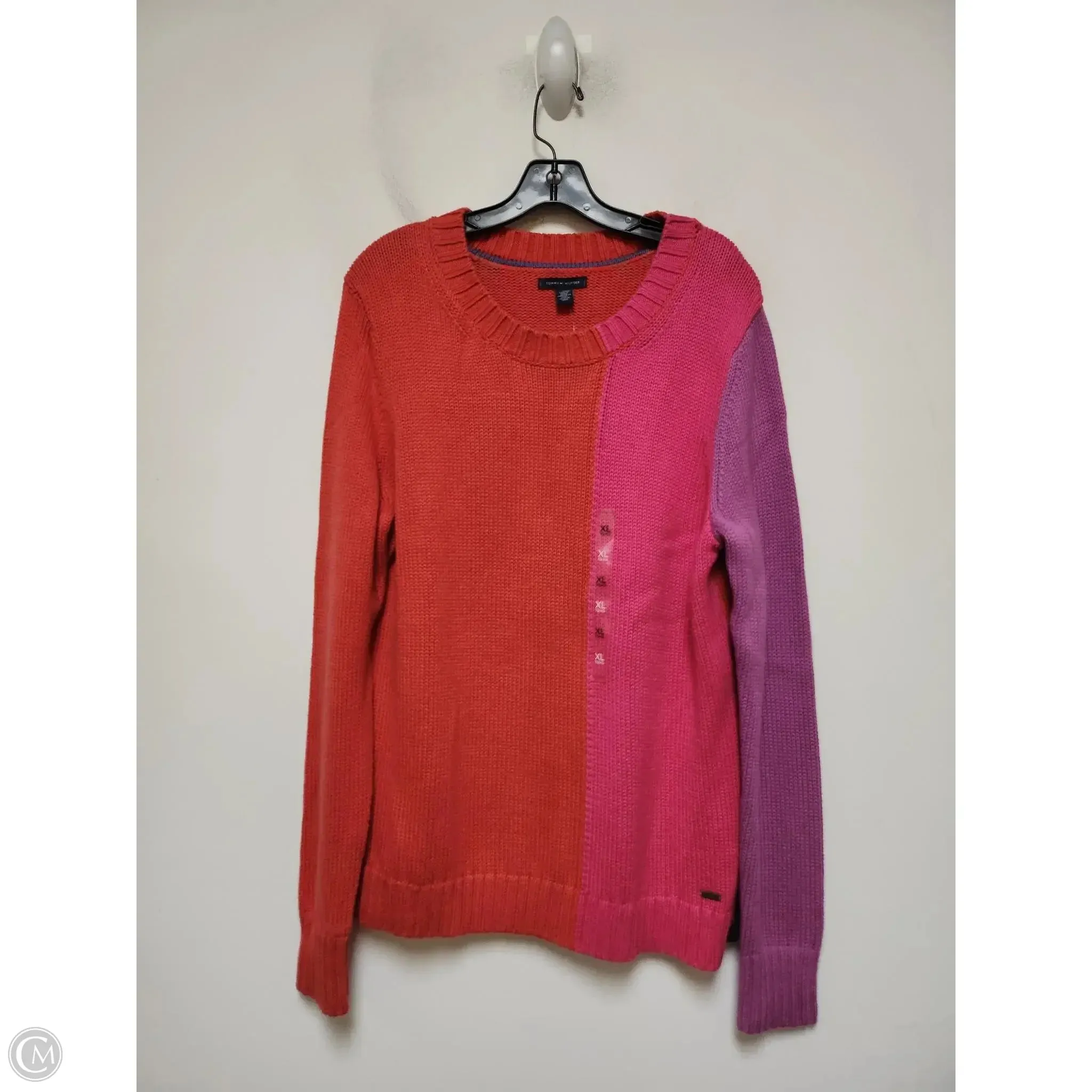 Sweater By Tommy Hilfiger In Pink & Red, Size: Xl