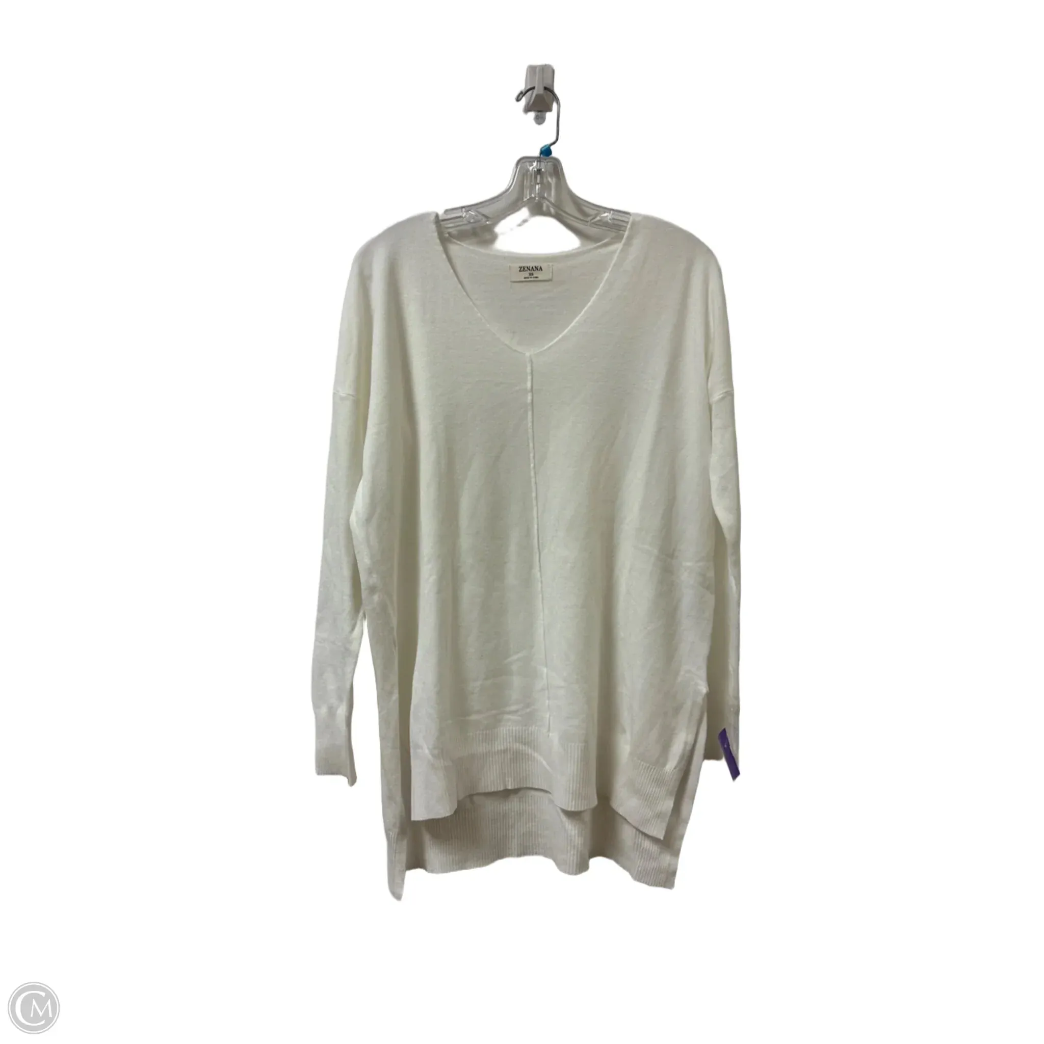 Sweater By Zenana Outfitters In White, Size: Xs