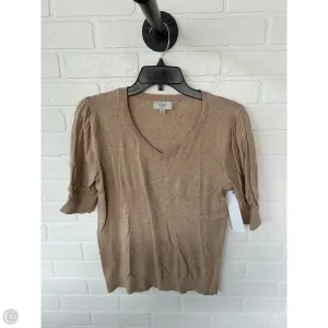 Sweater Short Sleeve By Loft In Tan, Size: S