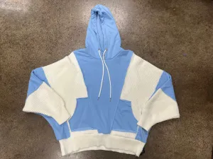 Sweatshirt Hoodie By Clothes Mentor In Blue & White, Size:L