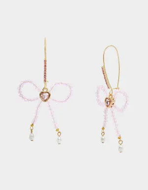 SWEETHEART SWOON BOW SHEPHERD HOOK EARRINGS PINK Betsey Johnson