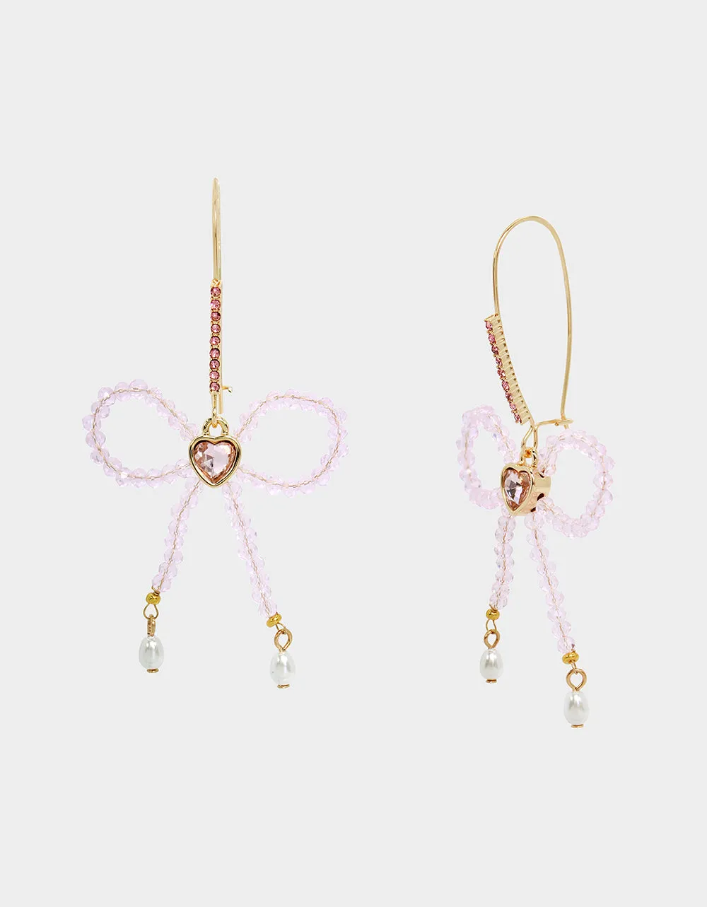 SWEETHEART SWOON BOW SHEPHERD HOOK EARRINGS PINK Betsey Johnson