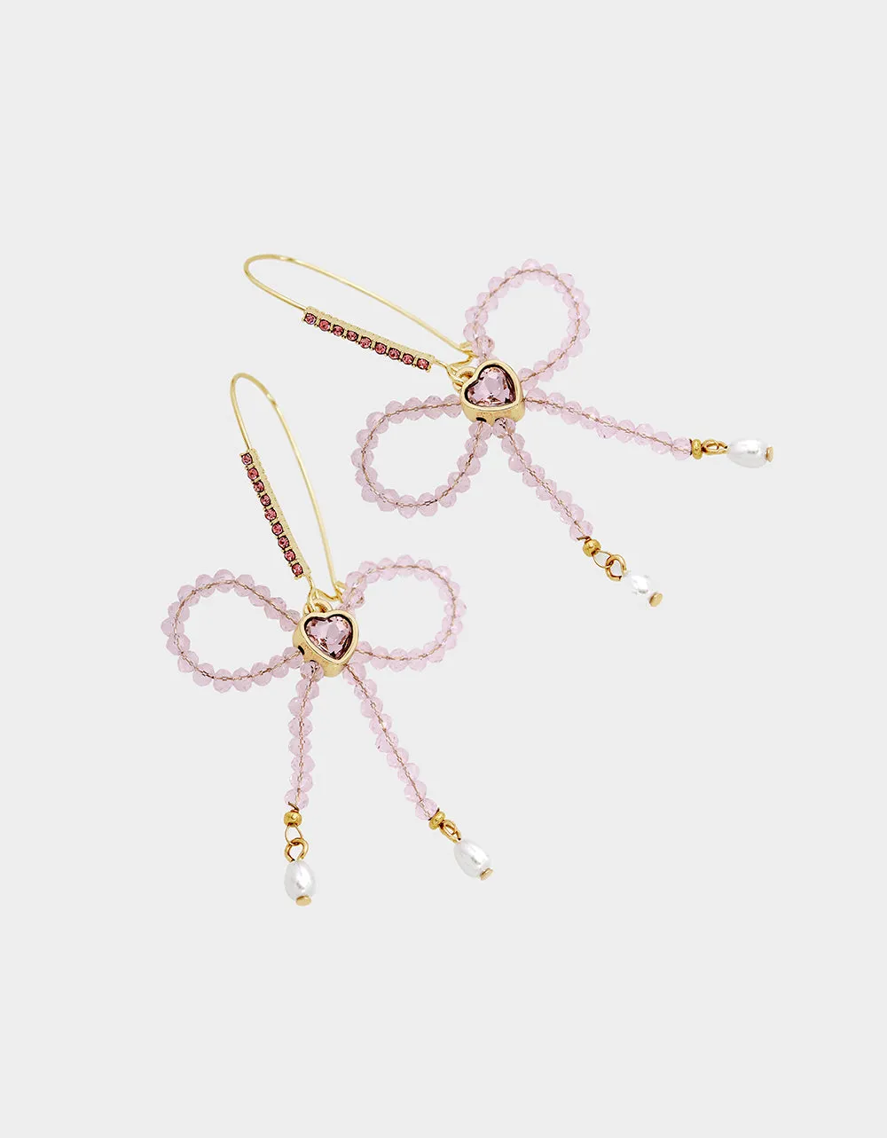 SWEETHEART SWOON BOW SHEPHERD HOOK EARRINGS PINK Betsey Johnson