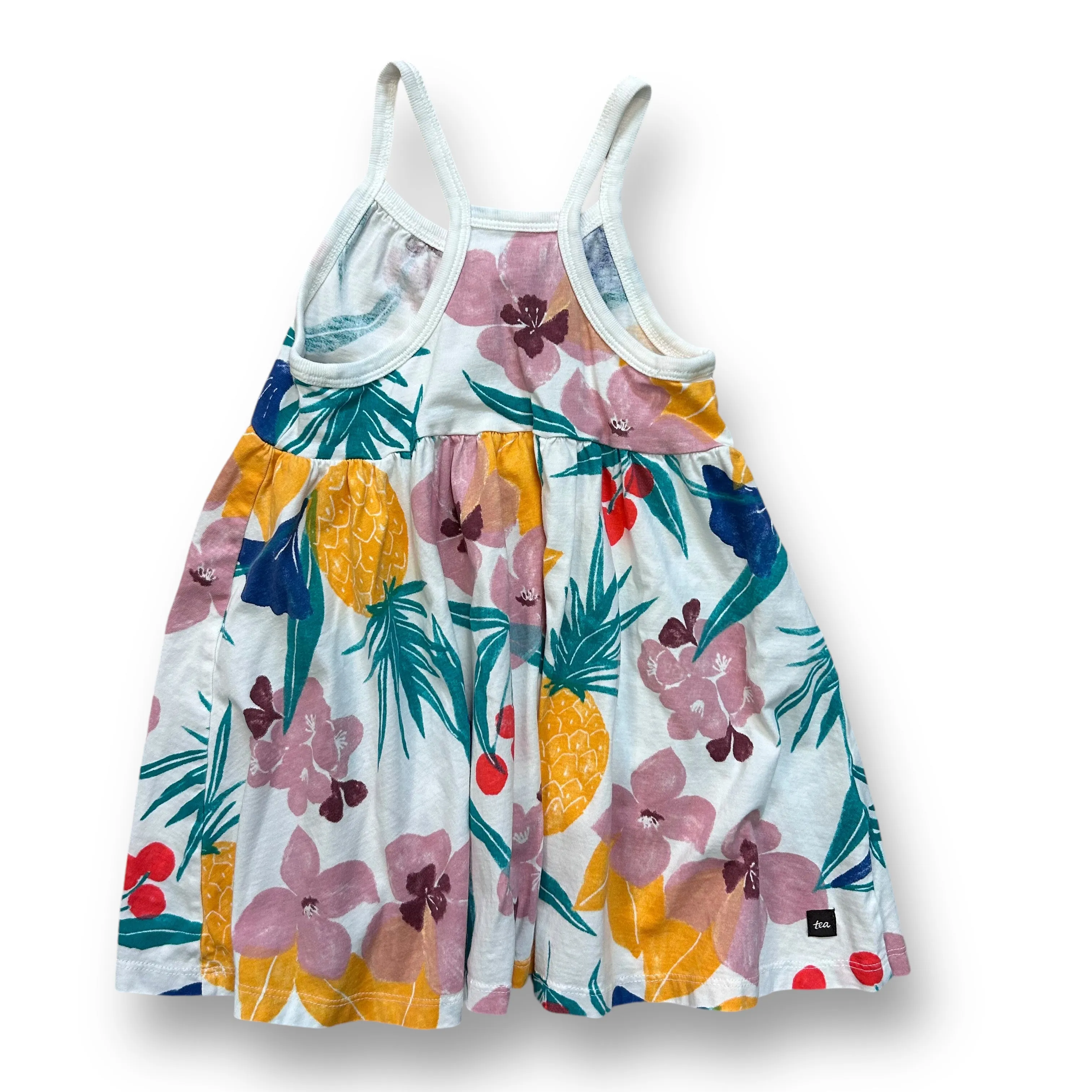 Tea Toddler Girl Size 3 White Floral Print 100% Cotton Sundress