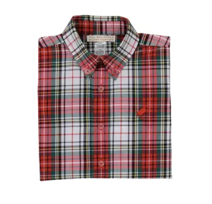 The Beaufort Bonnet Company Boys' Dean's List Dress Shirt - Keene Place Plaid with Richmond Red Stork