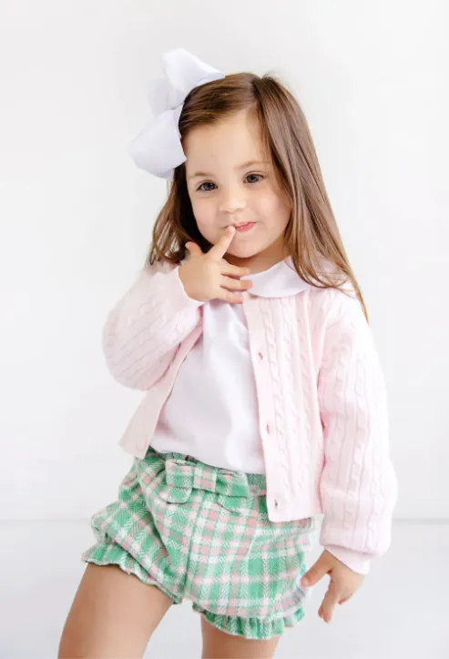The Beaufort Bonnet Company Cambridge Cable Knit Cardigan - Palm Beach Pink