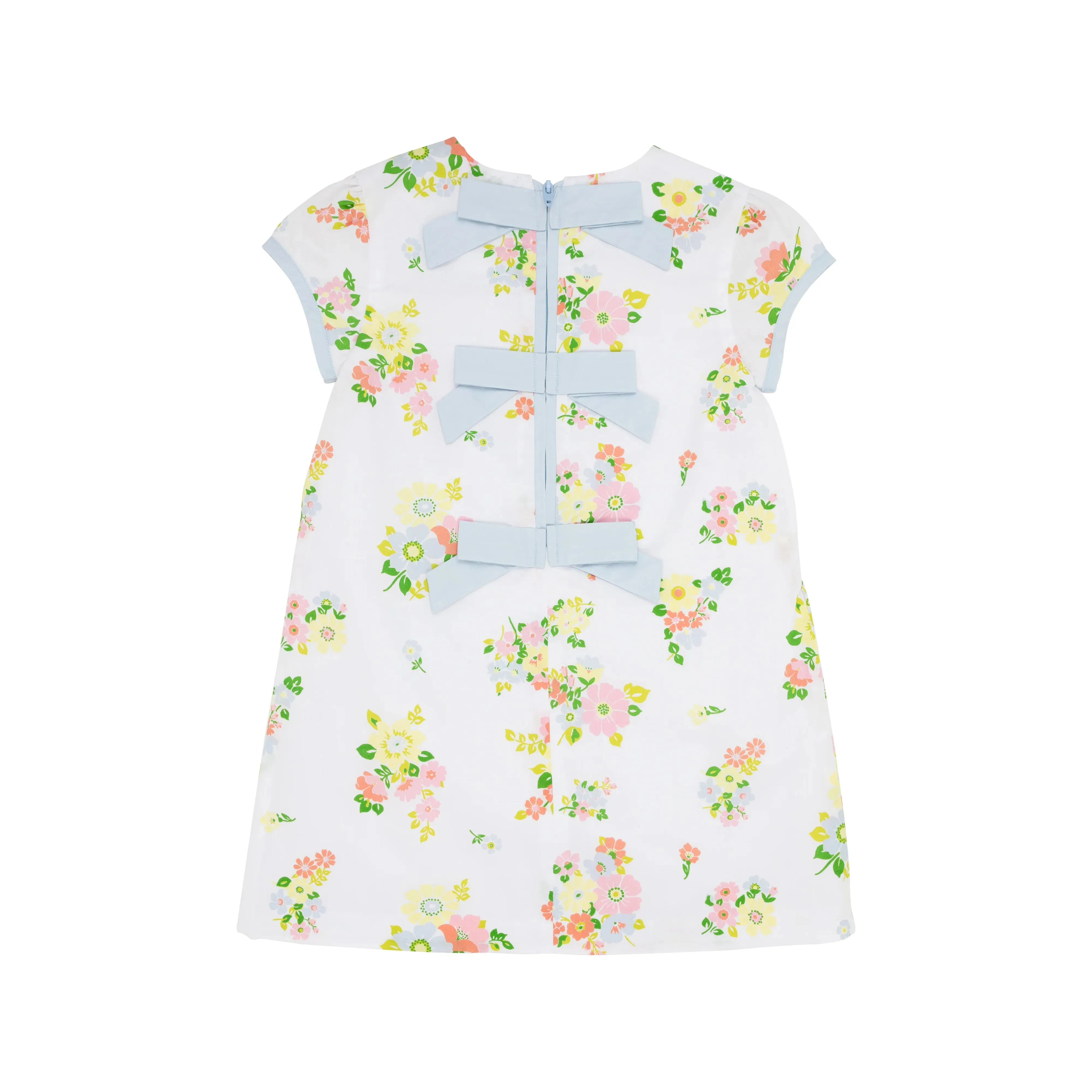 The Beaufort Bonnet Company Girl's Bett's Bow Dress - Biltmore Blooms With Buckhead Blue