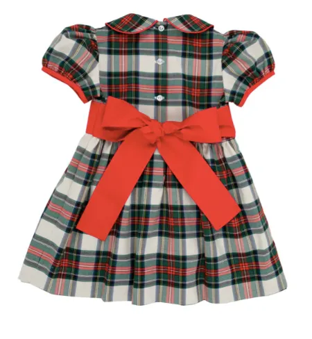 The Beaufort Bonnet Company Girl's Cindy Lou Sash Dress - Aiken Place Place with Richmond Red