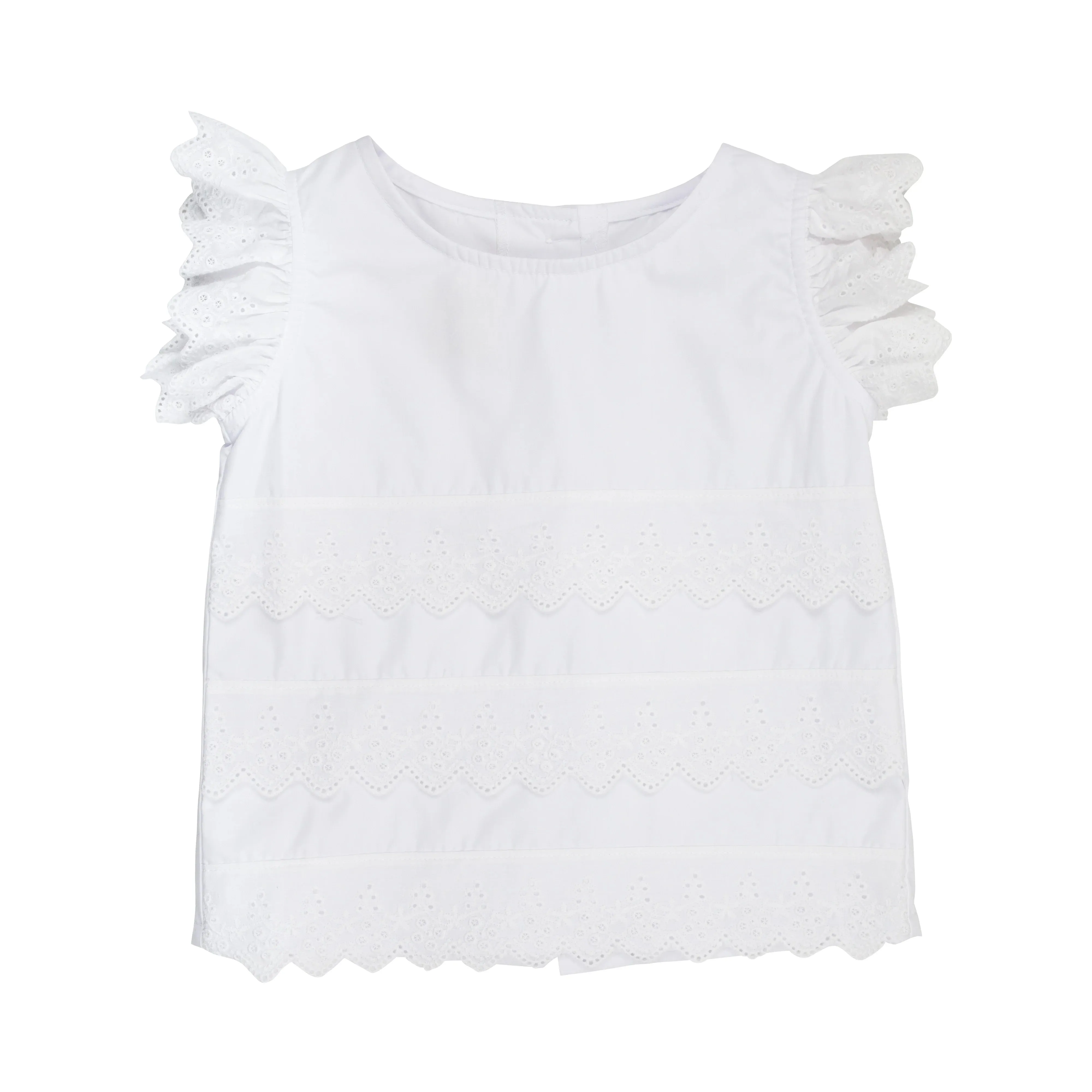The Beaufort Bonnet Company Girl's Ellie's Eyelet Top - Worth Avenue White