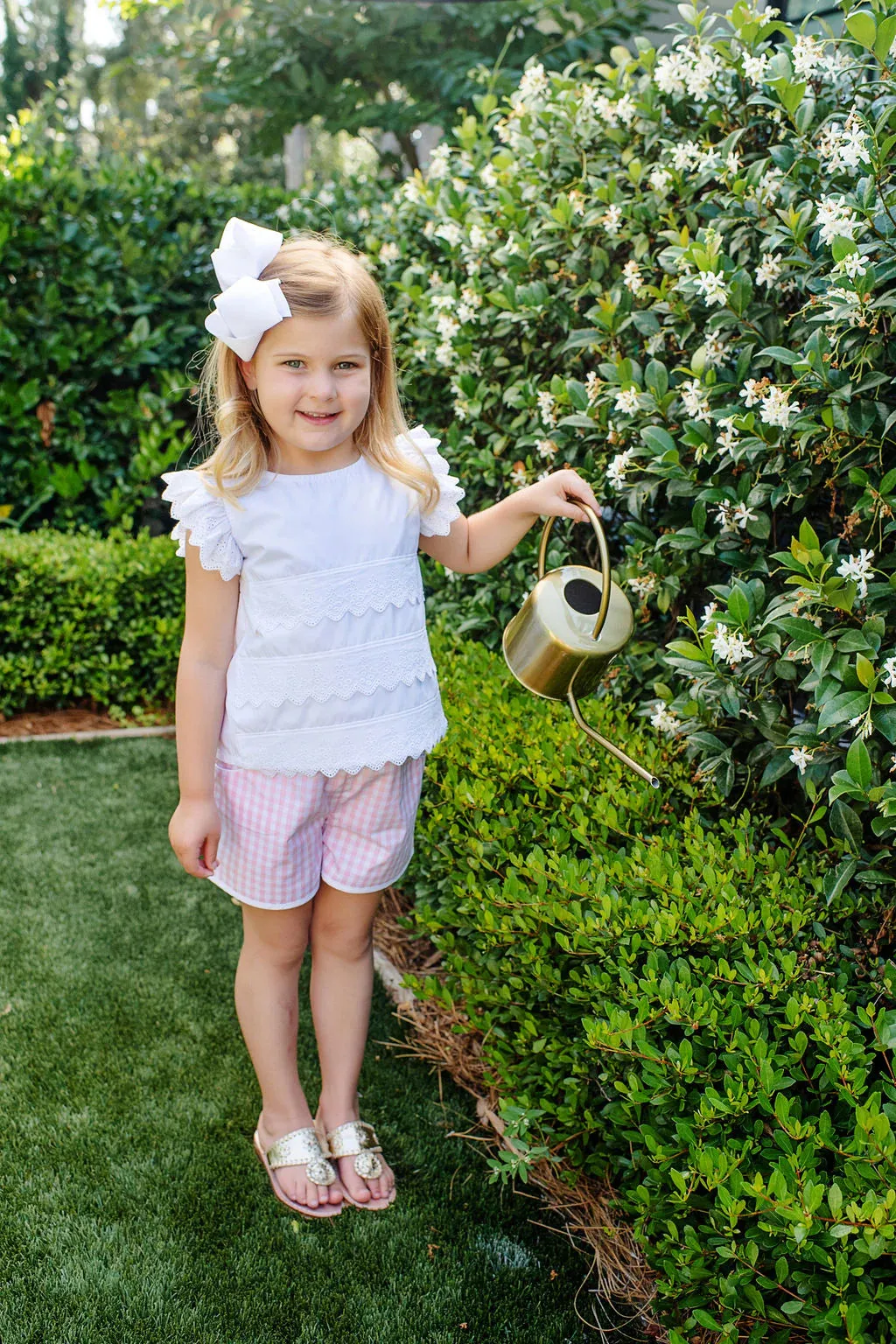 The Beaufort Bonnet Company Girl's Ellie's Eyelet Top - Worth Avenue White