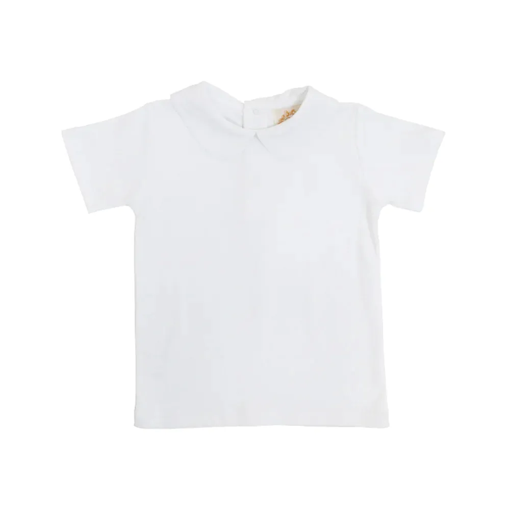 The Beaufort Bonnet Company Infant's Peter Pan Collar Shirt (Short Sleeve Pima) - Worth Avenue White