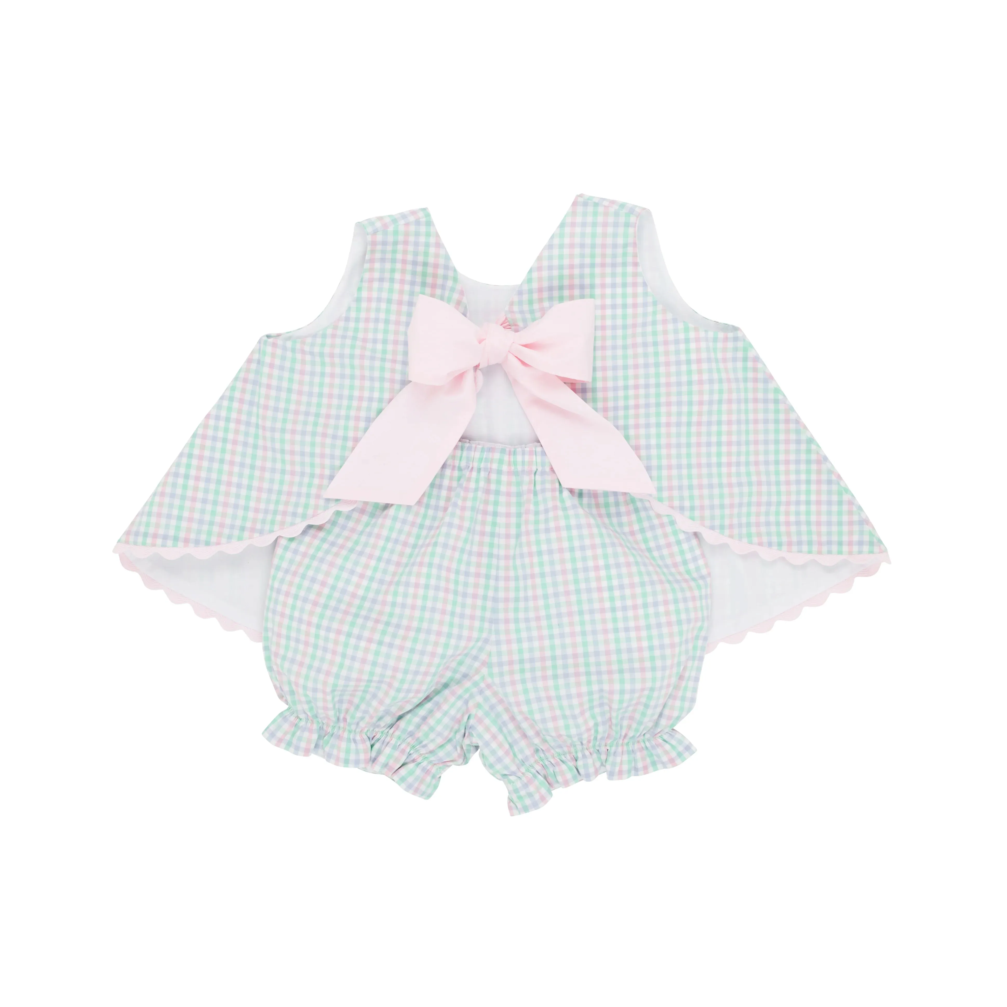 The Beaufort Bonnet Company Infant's Susanne Swing Top Set - Sir Proper's Preppy Plaid With Palm Beach Pink Ric Rac
