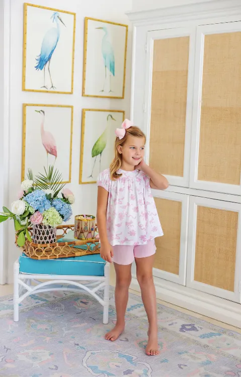 The Beaufort Bonnet Company Shipley Shorts - Palm Beach Pink With Palm Beach Pink Bow & Stork