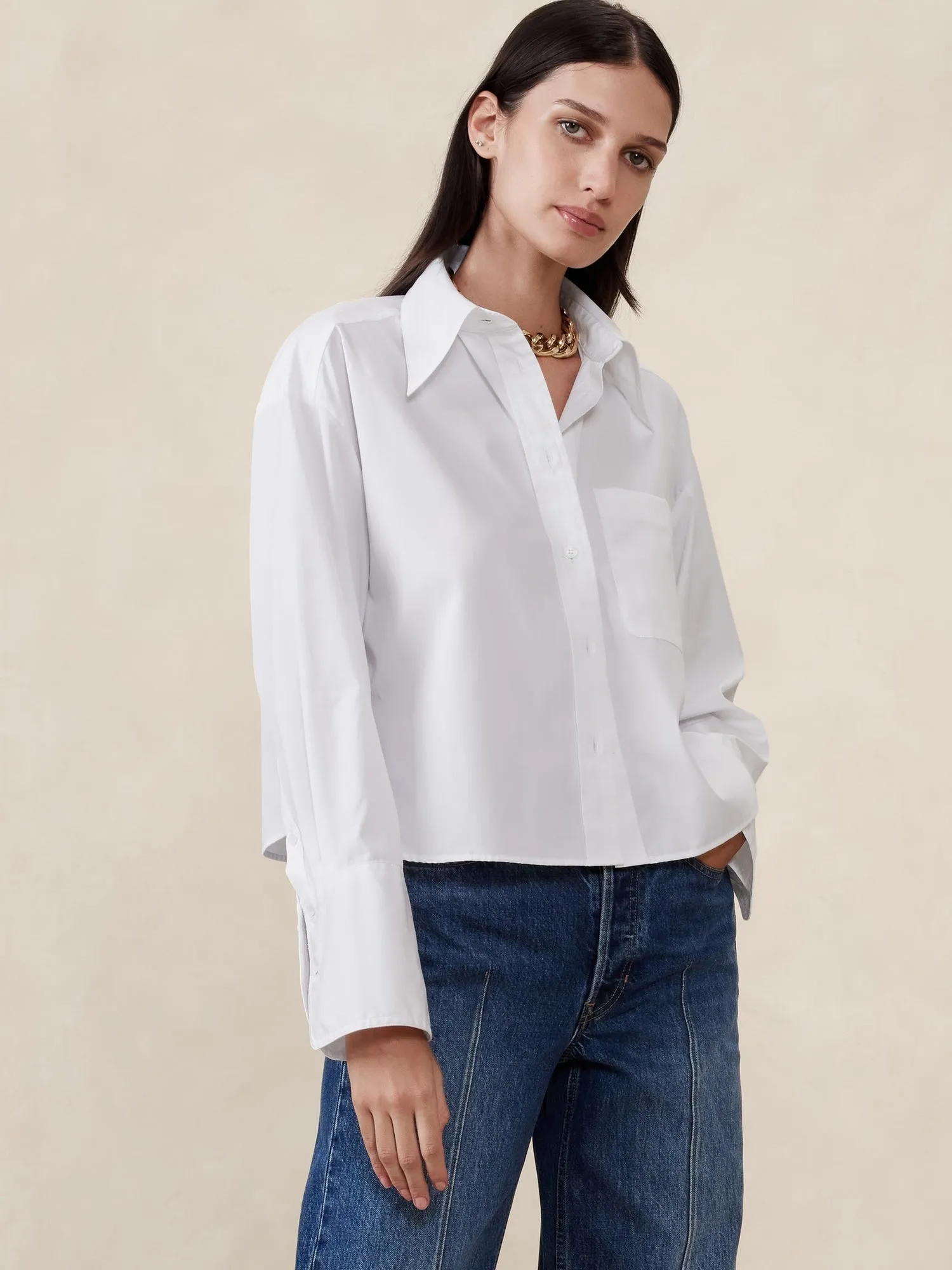 The Boxy Crop Shirt Banana Republic