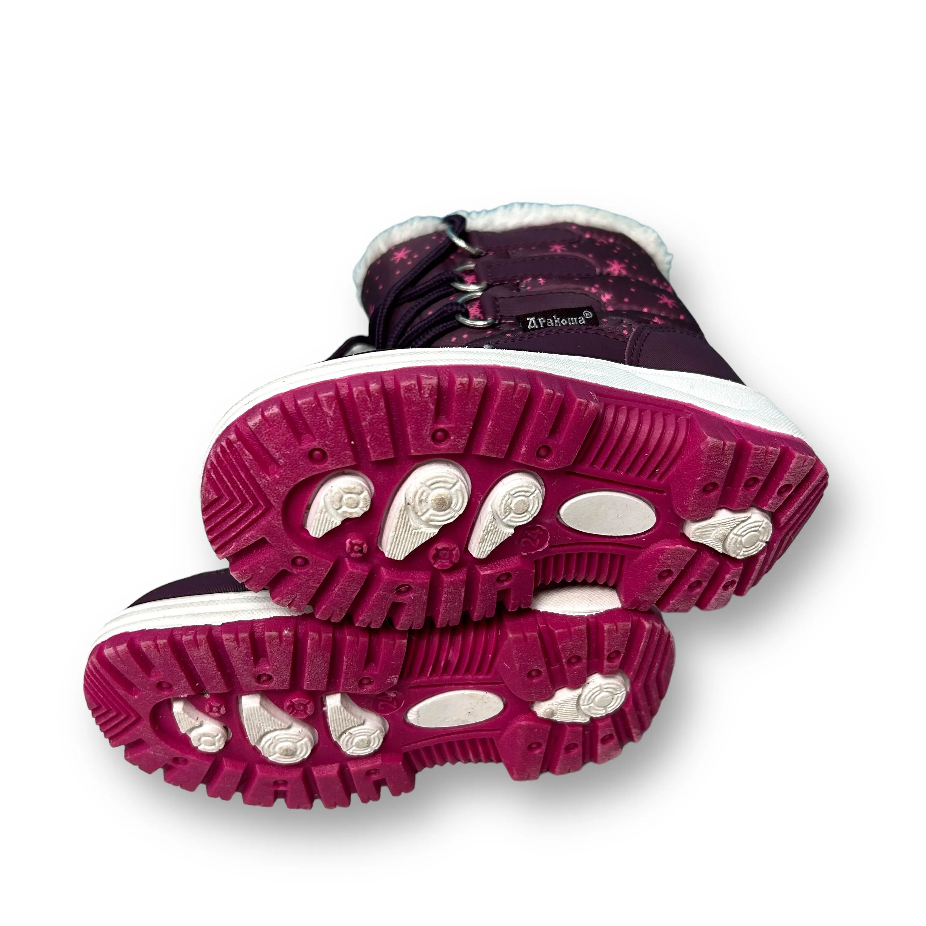 Toddler Girl Size 8 Pink & Purple Snowflake Print Snow Boots