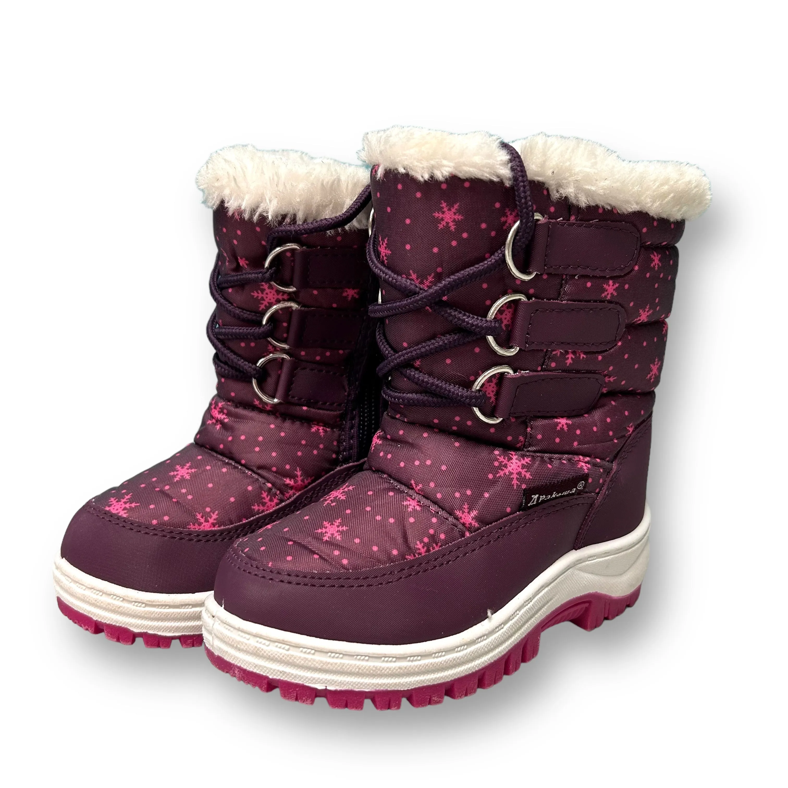 Toddler Girl Size 8 Pink & Purple Snowflake Print Snow Boots