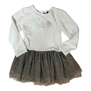 Toddler Girls Size 2T/3T Silver Tulle Skirted Long Sleeve Tutu Dress