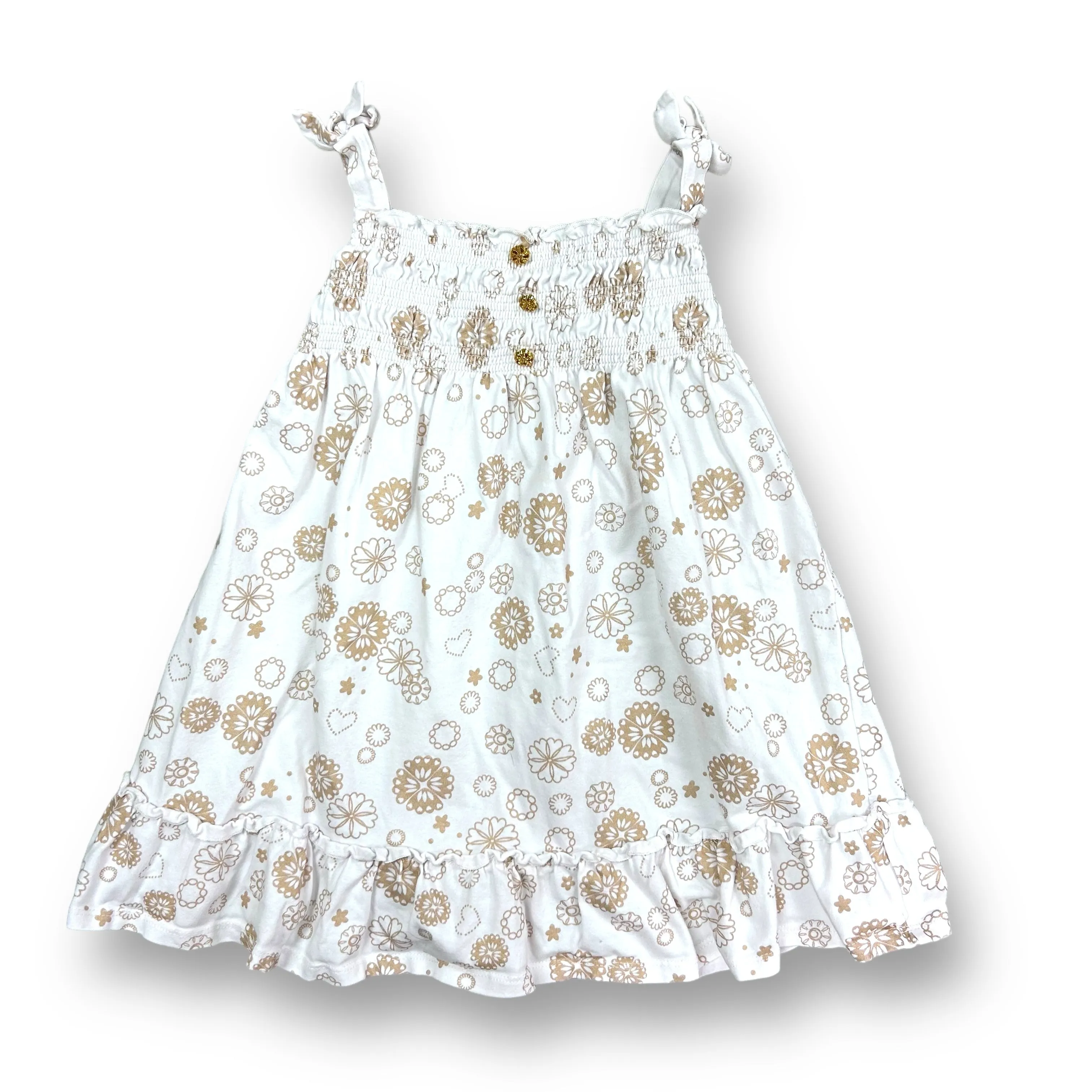 Toddler Girls Size 3T Cinched Top White Sleeveless Dress with Ruffles