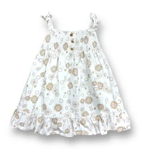 Toddler Girls Size 3T Cinched Top White Sleeveless Dress with Ruffles