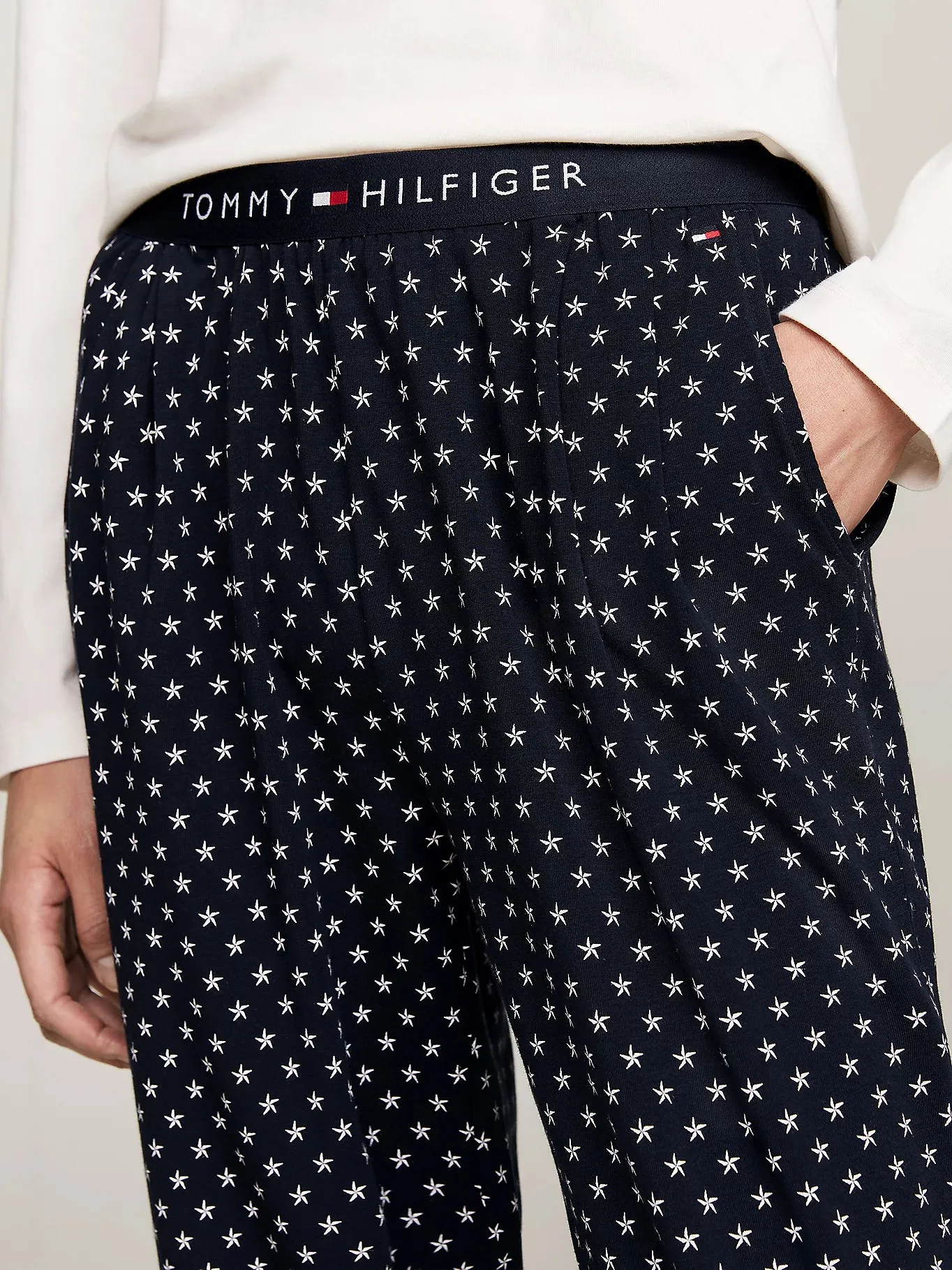 Tommy Hilfiger ORIGINAL Womens Pyjama Set Ancient White/Star Navy