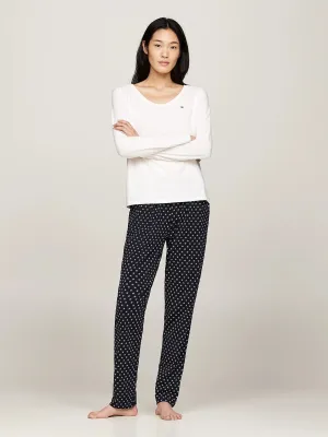 Tommy Hilfiger ORIGINAL Womens Pyjama Set Ancient White/Star Navy