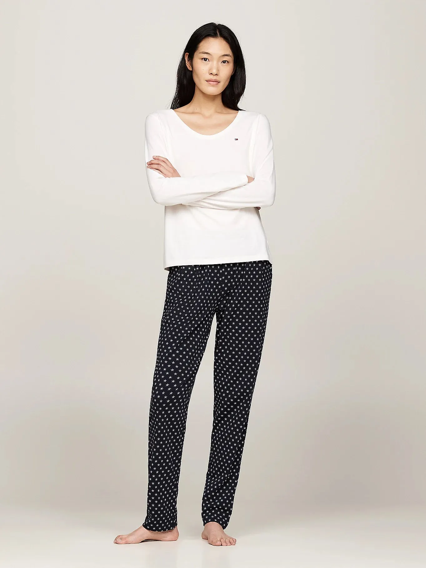 Tommy Hilfiger ORIGINAL Womens Pyjama Set Ancient White/Star Navy