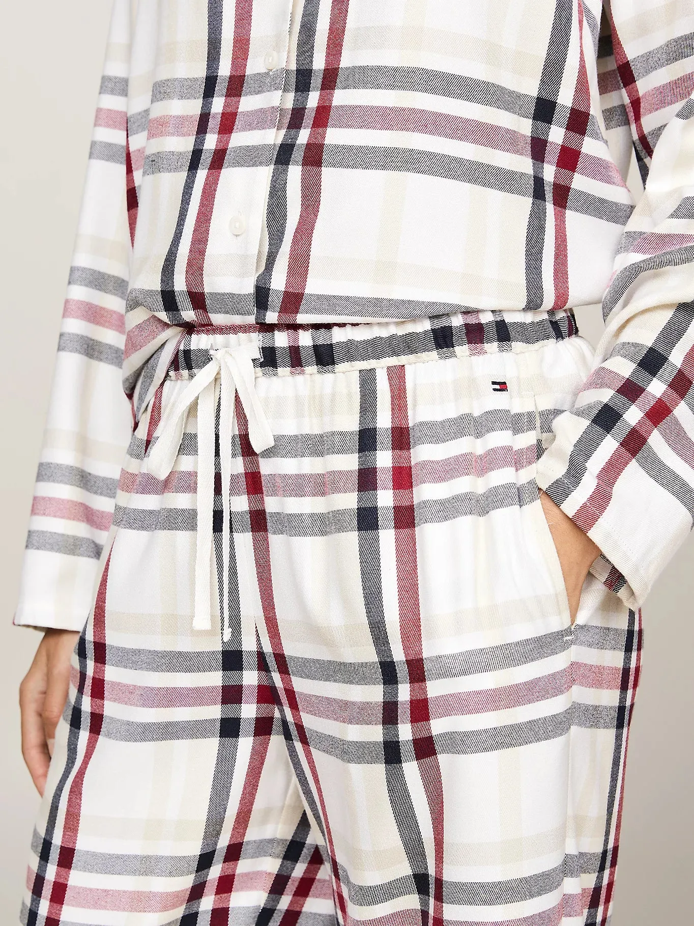 Tommy Hilfiger ORIGINAL Womens Pyjamas & Slippers Gift Set Heritage Check Ivory