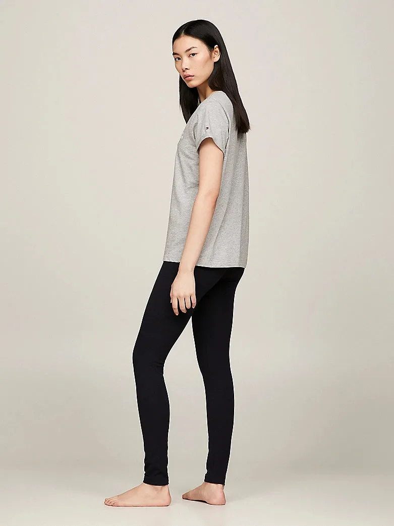 Tommy Hilfiger PURE COTTON Womens T-Shirt Light Grey Heather