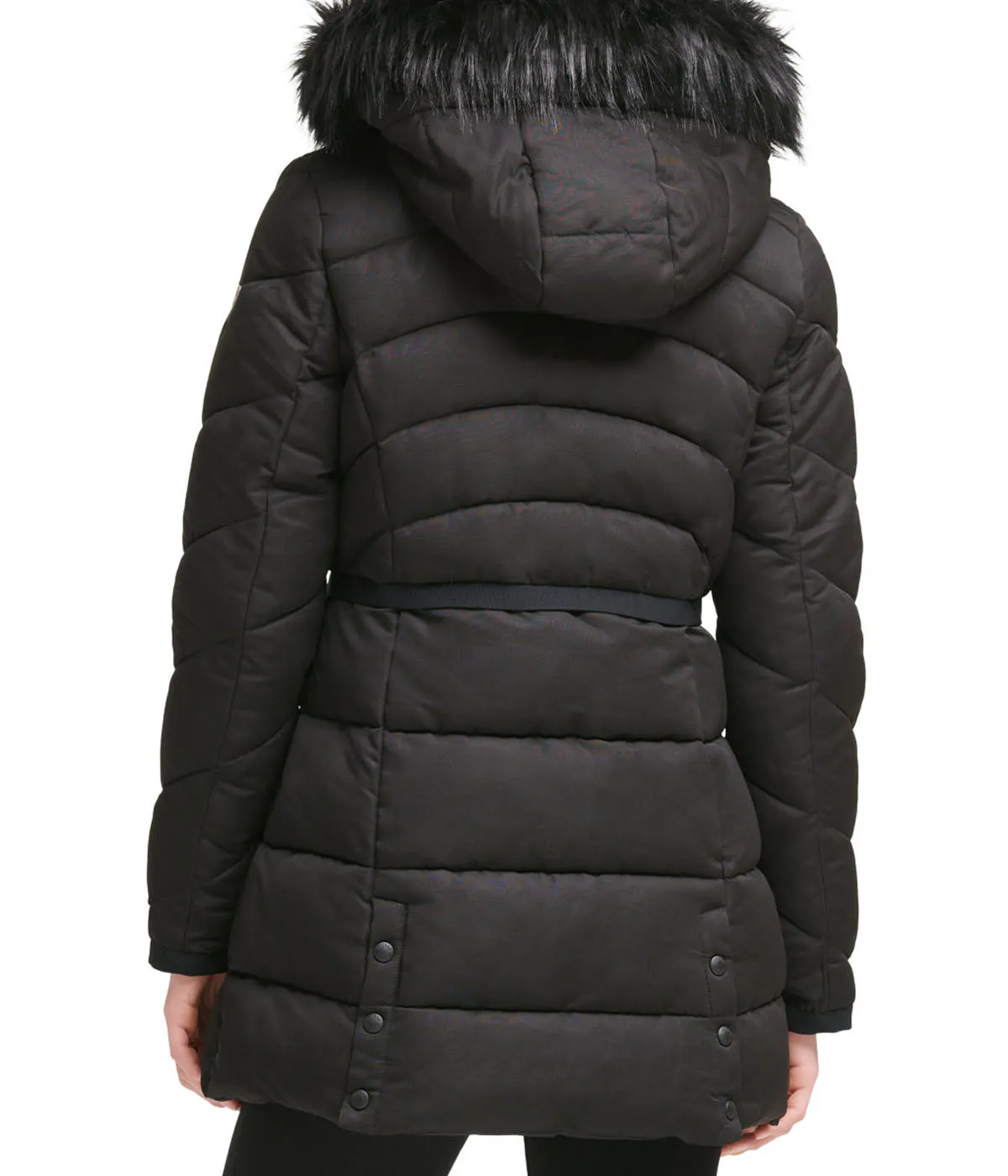 Top Rated Faux Fur Trim Puffer Jacket 1 Black  Ends Soon!