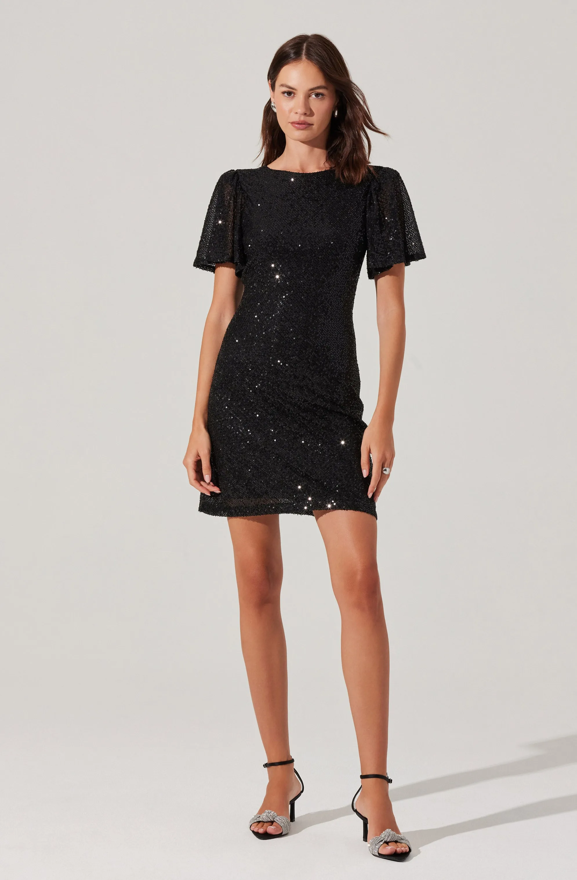 Top Rated Sequin Flutter Sleeve Mini Dress  Ends Soon!